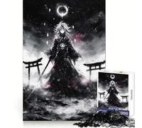 Monochrome Anime Character with Torii Gates Puzzles for Teenagers 1000 Piece Strong Memory Precise Edge Joyful Challenge Nice Art (38x52cm)