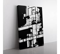Monochrome Architecture Canvas Print for Living Room Bedroom Home Office Décor, Wall Art Picture Ready to Hang, 76x50 cm (30x20 Inch) CAN3020-V1022-CK-2823