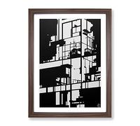 Monochrome Architecture Framed Wall Art Print A2 Walnut