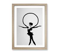 Monochrome Ballerina Framed Wall Art Print A2 Oak