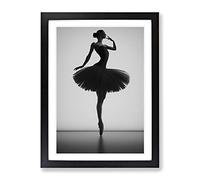 Monochrome Ballerina No.1 Framed Print | A3 Black Framed Wall Art | Ready to Hang | Modern Nature Picture | Living Room Bedroom Lounge Office