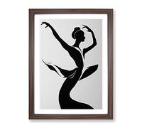 Monochrome Ballerina No.2 Framed Print | A4 Walnut Framed Wall Art | Ready to Hang | Modern Nature Picture | Living Room Bedroom Lounge Office