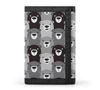 Monochrome Bear Polar Bear Wallet for Men Trifold Wallets Credit Card Holder Minimalist Front Pocket for Women
