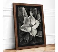Monochrome Bloom Botanical Framed Wall Art Print A1 (84.1×59.4cm) Walnut, Wall Decor for Living Room, Bedroom, Office & Home, Ready to Hang, Art Gift