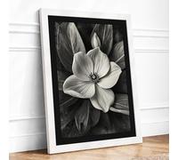 Monochrome Bloom Botanical Framed Wall Art Print A1 (84.1×59.4cm) White, Wall Decor for Living Room, Bedroom, Office & Home, Ready to Hang, Art Gift