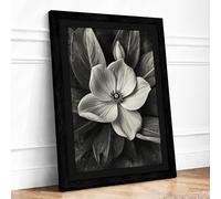 Monochrome Bloom Botanical Framed Wall Art Print A3 (42×29.7cm) Black, Wall Decor for Living Room, Bedroom, Office & Home, Ready to Hang, Art Gift