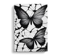 Monochrome Butterflies Canvas Print | Gallery Wrapped 30mm Frame Wall Art | 30x20 inches | Ready to Hang | Modern Picture | Living Room Bedroom Lounge Office