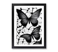 Monochrome Butterflies Framed Print | A2 Black Framed Wall Art | Ready to Hang | Modern Nature Picture | Living Room Bedroom Lounge Office