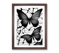 Monochrome Butterflies Framed Print | A2 Walnut Framed Wall Art | Ready to Hang | Modern Nature Picture | Living Room Bedroom Lounge Office