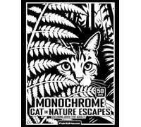 Monochrome Cat in Nature Escapes Coloring Book for Adults: 50 Reverse Black & White Cat Designs in Botanical Settings | Bold & Easy One-Pen Coloring for Stress Relief and Relaxation