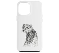 Monochrome Cheetah Wildlife Art Illustration Case for iPhone 13 Pro Max