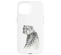 Monochrome Cheetah Wildlife Art Illustration Case for iPhone 15