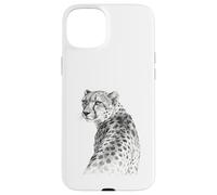 Monochrome Cheetah Wildlife Art Illustration Case for iPhone 15 Plus