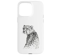 Monochrome Cheetah Wildlife Art Illustration Case for iPhone 15 Pro Max