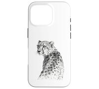 Monochrome Cheetah Wildlife Art Illustration Case for iPhone 16 Pro