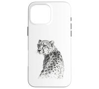 Monochrome Cheetah Wildlife Art Illustration Case for iPhone 16 Pro Max