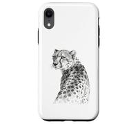 Monochrome Cheetah Wildlife Art Illustration Case for iPhone XR