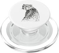 Monochrome Cheetah Wildlife Art Illustration PopSockets PopGrip for MagSafe