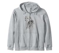 Monochrome Cheetah Wildlife Art Illustration Zip Hoodie