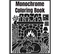 Monochrome Coloring Book: Simple Black & White One Color Designs for Adults. Cozy Bold and Easy linocut coloring for Relaxation.