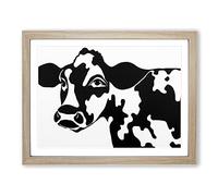 Monochrome Cow Art Vol.1 Abstract Framed Print | A2 Oak Framed Wall Art | Ready to Hang | Abstract Animal Picture | Living Room Bedroom Lounge Office