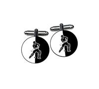 Monochrome Cricket Cufflinks | Unique Black and White Silhouette Gift for Cricketer | Best Man & Groomsmen Proposal Present | Stylish Sports Accessory