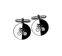 Monochrome Cycling Cufflinks | Unique Black and White Silhouette Gift for Cyclist | Best Man & Groomsmen Proposal Present | Stylish Bike Fan Accessory