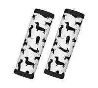 Monochrome Dachshunds, 2 Pcs Luggage Handle Wrap Grips, Comfort Soft Handle Covers Luggage Tag