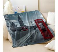 Monochrome Etched London Printed Blanket, Classic Big Ben Design Super Soft Flannel Throw for Sofa Bed (02,200x200cm)