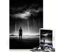 Monochrome Figure Gazing at Distant Light 1000 Piece Jigsaw Puzzles for Teenagers Jigsaw Memory Build True Detail Playful Challenge (50x75cm)