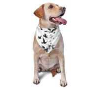 Monochrome Flying Ravens Print Dog Bandana Scarf Adjustable Triangle Pet Bib Cat Kerchief Washable Puppy Neckerchief for Birthday Holiday Party