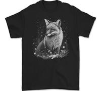 Monochrome Fox Mens T-Shirt 100% Cotton Black 4XL