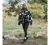 Monochrome Geometric Half Zip Teddy Fleece Jacket Super Soft Pullover OHS White L/XL