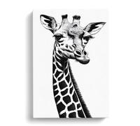 Monochrome Giraffe No.2 Canvas Print | Gallery Wrapped 30mm Frame Wall Art | 30x20 inches | Ready to Hang | Modern Animals Picture | Living Room Bedroom Lounge Office