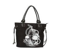 Monochrome Gothic Skull Rose Pocket Watch Tote Shopper Handbag
