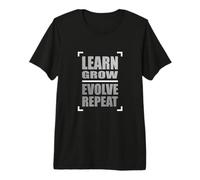 Monochrome Grey Color Learn Grow Evolve Repeat Grey Graphic Premium T-Shirt