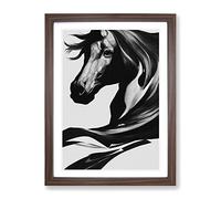 Monochrome Horse Framed Wall Art Print A2 Walnut