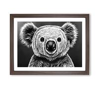 Monochrome Koala Bear BLK Framed Wall Art Print A2 Walnut