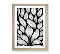 Monochrome Leaves Framed Wall Art Print A2 Oak