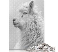 Monochrome Llama Portrait Wooden Jigsaw Puzzles for Adults, 1000 Piece Puzzle Educational Games Jigsaw Puzzle Gifts for Christmas Birthday 1000pcs (75x50cm)