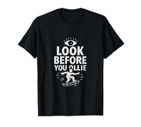 Monochrome Look Before You Ollie Skate Doodle T-Shirt