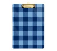 Monochrome Navy Blue and Light Blue Plaid Pattern Storage Box Pocket Hard Board for Personalized Teacher Storage Box Size 9 x 12