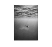 Monochrome Ocean Turtle Diving Poster Canvas Print Art Contemporary Wall Decor Painting Stunning Home Decoration for Apartment Bathroom Office Artworks Canvas Room Aesthetic Wall Art Prints Home Moder