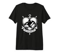 Monochrome Orca Tattoo Design for Nautical Lovers Premium T-Shirt