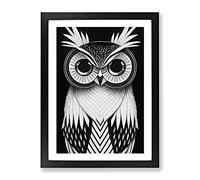 Monochrome Owl Framed Wall Art Print A2 Black