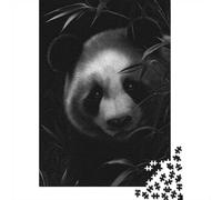 Monochrome Panda Portrait with Bamboo 1000 Piece Jigsaw Puzzle, 38x26cm/1000pcs, for Adults, Relaxing Indoor Activity, Family Time And Puzzle Lovers