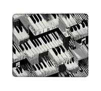 Monochrome Piano Keys Artistic Mouse Pad, Black White Abstract Design Stitched Edge Mousemat, Rubber Non-Slip Washable Gaming Mouse Pad for Home and Office Use Square 8x10 Inch