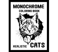 Monochrome Realistic Cats One Color Coloring Book