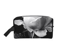 Monochrome Rose Prints Makeup Bags for Women Girls Large Capacity Zipper Cosmetic Bag Travel Toiletry Bag Organizer with Handle