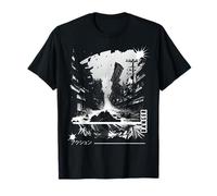 Monochrome Shonen, manga panel destroyed city & eyes T-Shirt